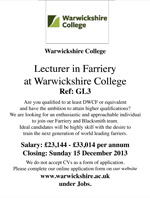 Lecturer in Farriery